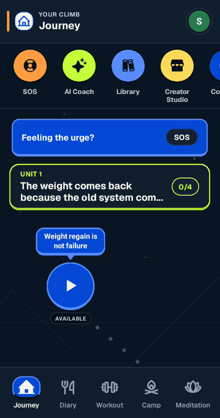 Tikva app: program screen with units and lessons
